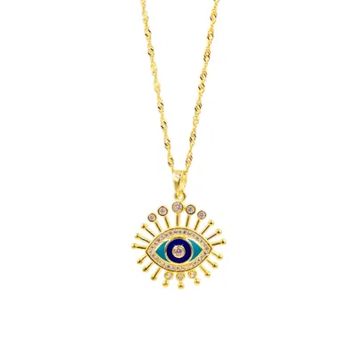 1610istanbul Women's Gold Evil Eye Enamel Necklace