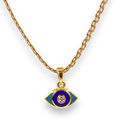 1610istanbul Women's Gold Evil Eye Enamel Necklace