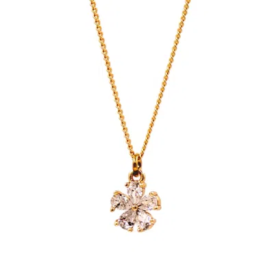 1610istanbul Women's Gold Floral Swarovski Necklace