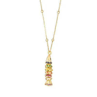 1610istanbul Women's Gold Galata Swarovski Fish Necklace