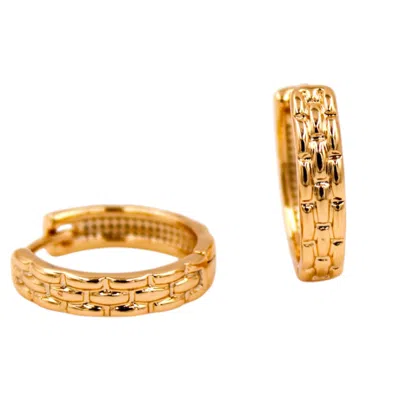1610istanbul Women's Gold Galata Texture Earrings