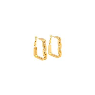 1610istanbul Women's Gold Galata Texture Hoop Earrings