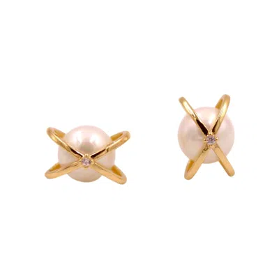 1610istanbul Women's Gold Geometric Pearl Earrings