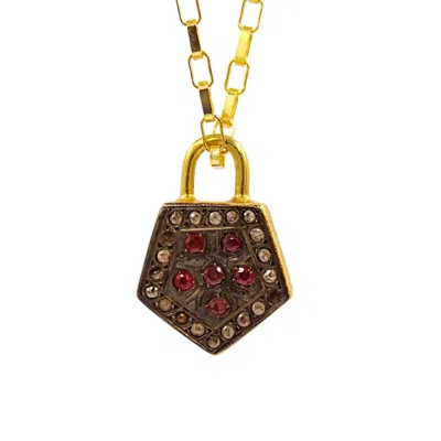 1610istanbul Women's Gold Grand Bazaar Diamond Padlock Necklace