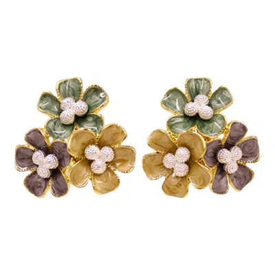 1610istanbul Women's Gold Istanbul Floral Mosaic Earrings