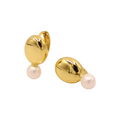 1610istanbul Women's Gold Istanbulite Bridal Pearl Earrings