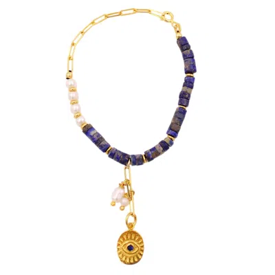 1610istanbul Women's Gold Istanbulite Gemstone Evil Eye Bracelet