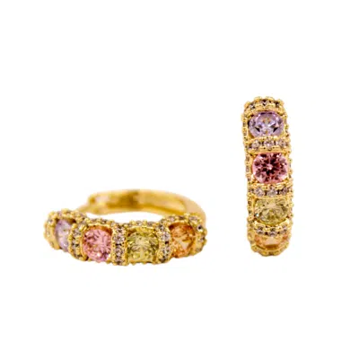 1610istanbul Women's Gold Istanbulite Pastel Swarovski Earrings
