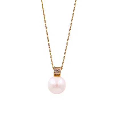 1610istanbul Women's Gold Istanbulite Pearl Swarovski Necklace
