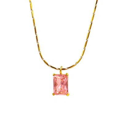 1610istanbul Women's Gold Istanbulite Pink Quartz Necklace