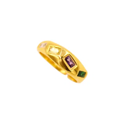 1610istanbul Women's Gold Istanbulite Swarovski Colorful Ring