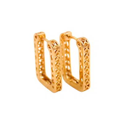 1610istanbul Women's Gold Istanbulite Texture Hoop Earrings