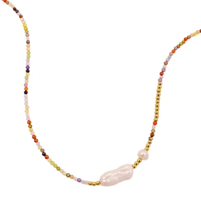 1610istanbul Women's Gold Marine Pearl Swarovski Necklace