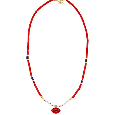 1610istanbul Women's Gold Mediterranean Evil Eye Pearl Necklace