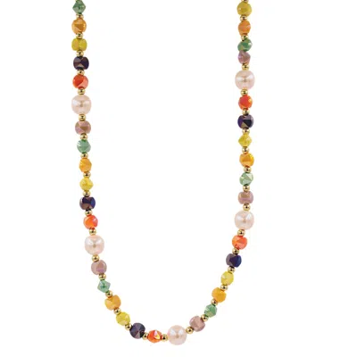 1610istanbul Women's Gold Mediterranean Mosaic Swarovski Pearl Necklace