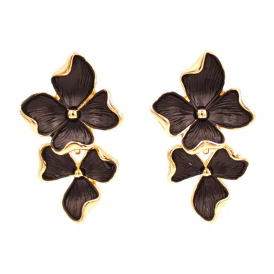 1610istanbul Women's Gold Midnight Bloom Earrings