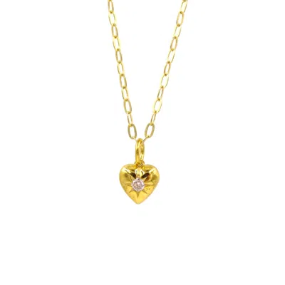 1610istanbul Women's Gold Mini Heart Swarovski Necklace