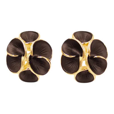 1610istanbul Women's Gold Noir Flora Earrings