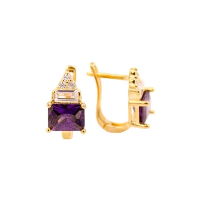 1610istanbul Women's Gold Orient Express Amethyst Earrings In Multi