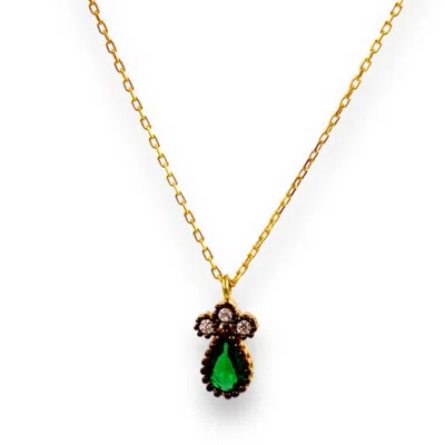 1610istanbul Women's Gold Orient Express Emerald Necklace