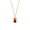 1610istanbul Women's Gold Orient Express Ruby Necklace