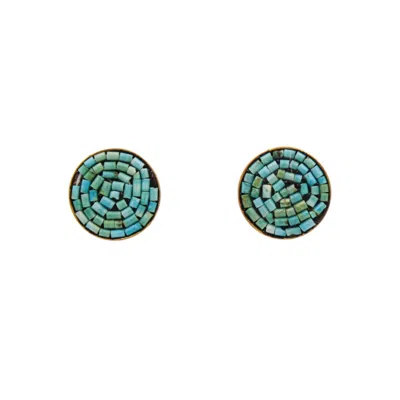 1610istanbul Women's Gold Orient Express Turquoise Earrings