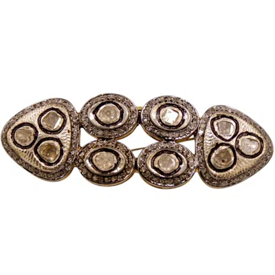 1610istanbul Women's Gold Ottoman Diamond Brooch