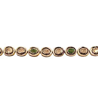1610istanbul Women's Gold Ottoman Diamond Emerald Bracelet