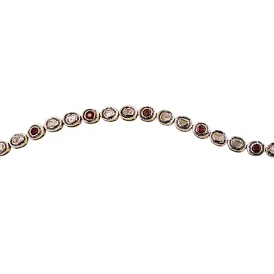 1610istanbul Women's Gold Ottoman Diamond Ruby Bracelet