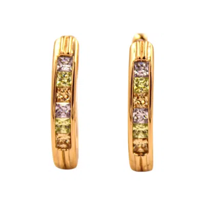1610istanbul Women's Gold Pastel Swarovski Earrings