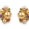 1610istanbul Women's Gold Pearl Swarovski Earrings