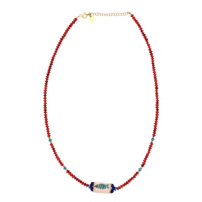 1610istanbul Women's Gold Santorini Coral Necklace