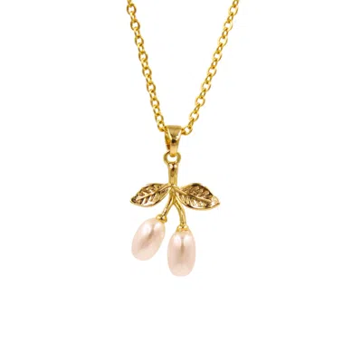 1610istanbul Women's Gold Summer Cherry Pearl Necklace