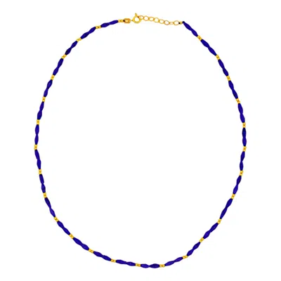 1610istanbul Women's Gold Summer Lapis Lazuli Necklace