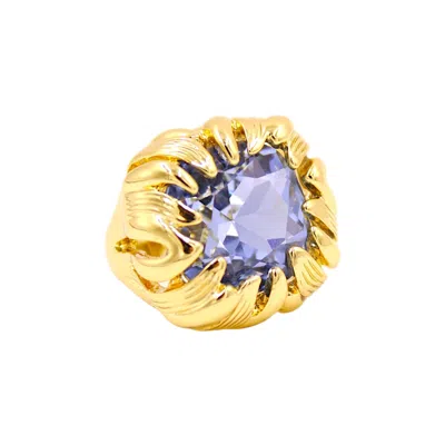 1610istanbul Women's Gold Summer Night Light Blue Ring