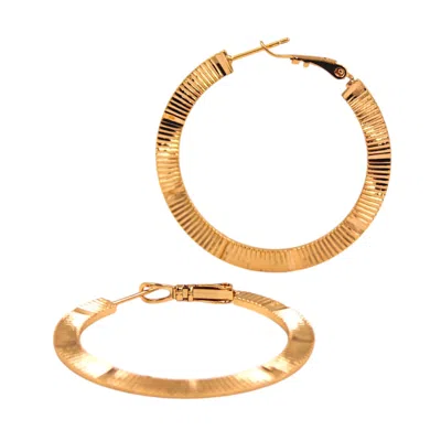 1610istanbul Women's Gold Texture Hoop Earrings