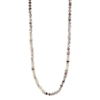 1610istanbul Women's Grey Bridal Mother Of Pearl Chain Necklace In Gray