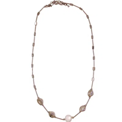 1610istanbul Women's Grey Bridal Pearl Chain Necklace In Gray