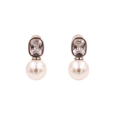 1610istanbul Women's Grey Bridal Pearl Swarovski Earrings In Gray