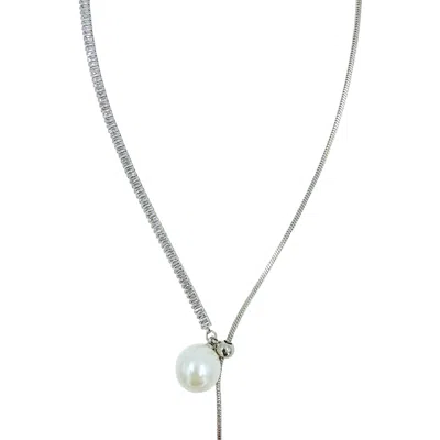 1610istanbul Women's Grey Bridal Pearl Swarvoski Necklace