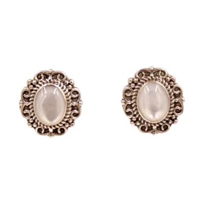 1610istanbul Women's Grey Istanbulite Moon Stone Earrings