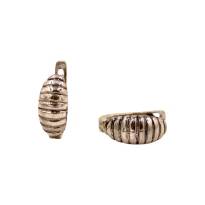 1610istanbul Women's Grey Marine Seashell Silver Earrings In Gray