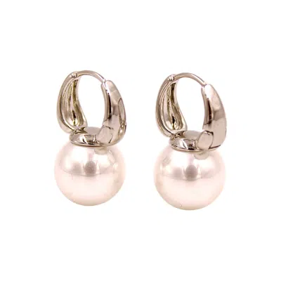 1610istanbul Women's Grey Pearl Hoop Earrings In Gray