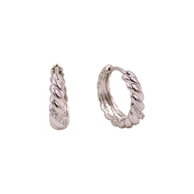 1610istanbul Women's Grey Timeless Hoop Swarovski Earrings In Gray