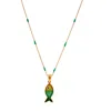 1610istanbul Women's Life Gold Fish Necklace In Multi