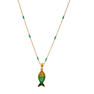 1610istanbul Women's Life Gold Fish Necklace In Multi