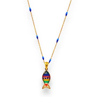 1610istanbul Women's Prosperity Gold Fish Necklace