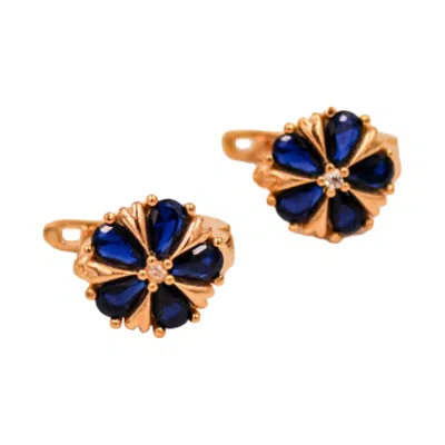 1610istanbul Women's Rose Gold Bosphorus Blue Earrings
