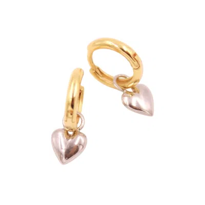 1610istanbul Women's Silver Gold Heart Earrings In Multi