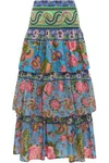 ANJUNA WOMAN CANDY TIERED PRINTED COTTON-VOILE MAXI SKIRT MULTICOLOR,GB 1016843419946728